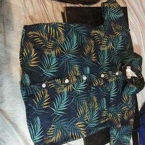 Alex & Jack Boys Size 5 Tropical Leaf Print Button-Up Shirt
